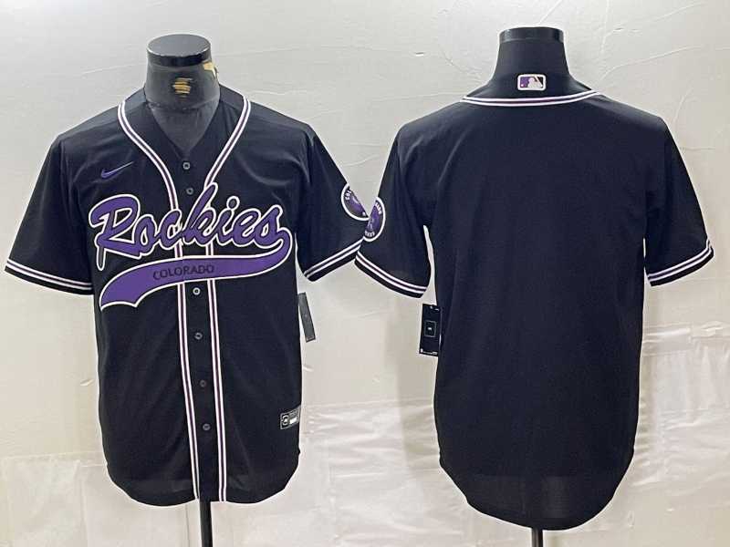 Men%27s Colorado Rockies Blank Black With Patch Cool Base Stitched Baseball Jersey->colorado rockies->MLB Jersey